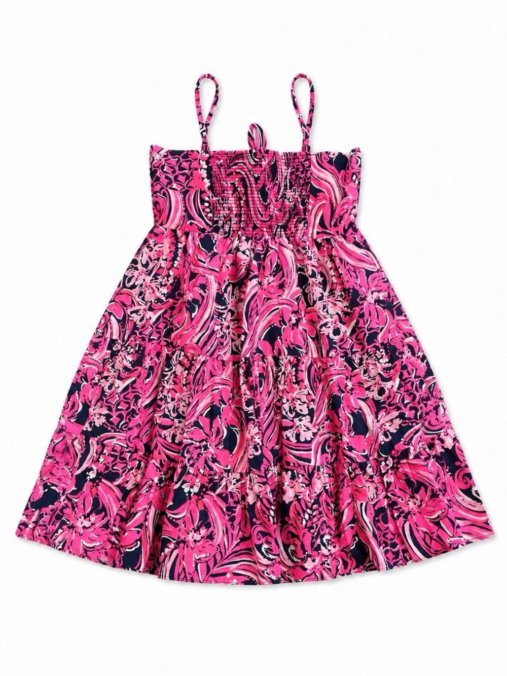 Lilly Pulitzer Pink & Navy Floral Fit-and-Flare Sundress NWOT - Picture 2 of 2